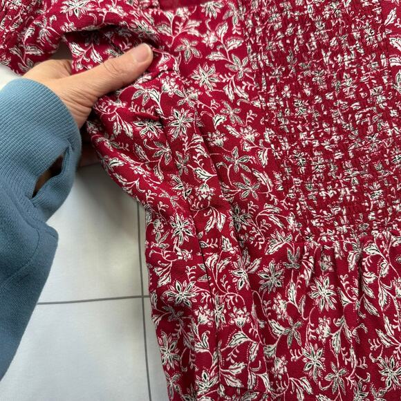 Madewell Dress Womens 10 Puff-Sleeve Mini Eloise Floral Smocked Romantic V Neck - Picture 8 of 13